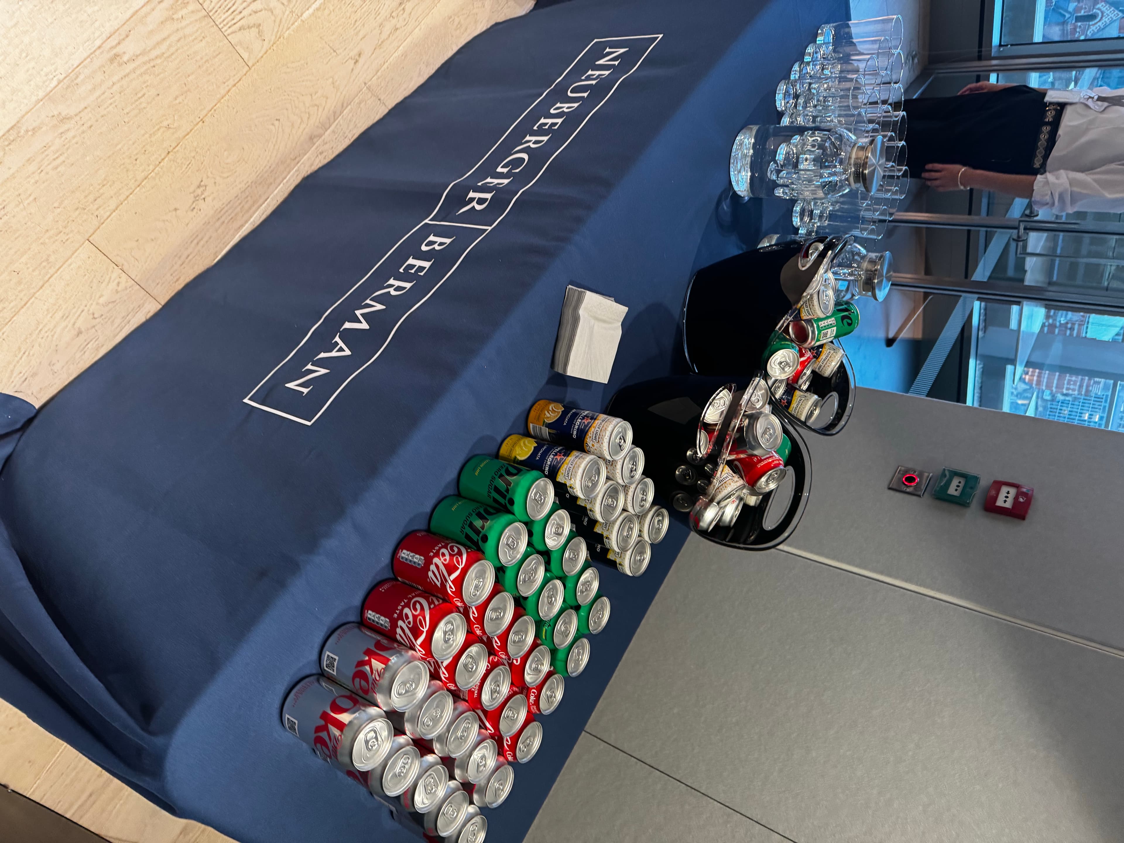 Neuberger Berman branded reception table
