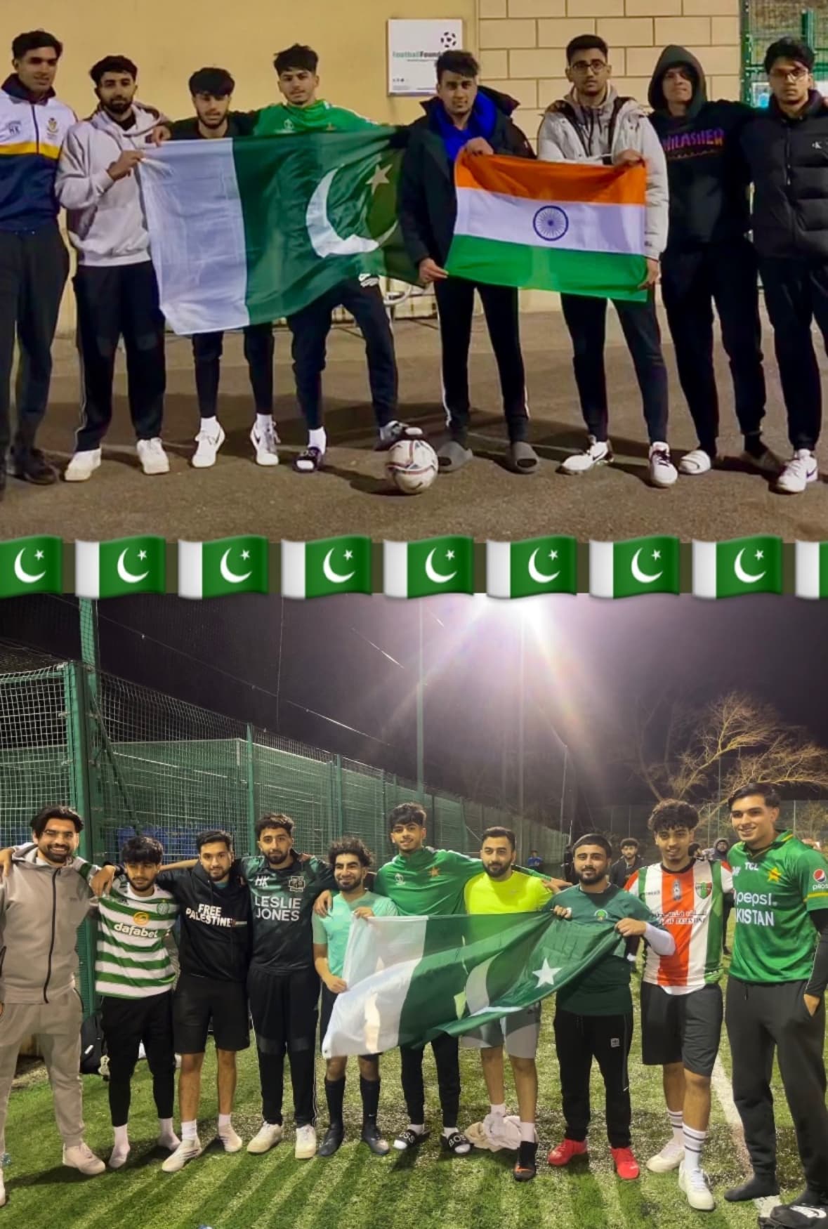Pakistani Society football event with Pakistan and India flags